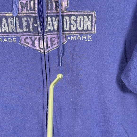 Harley Davidson XL (1X) Purple Full Zip Up Hoodie Pocket Warm 2014 Soft Biker - Picture 6 of 11
